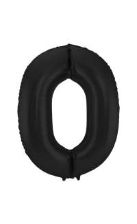 Foil Balloon Number 0 Black Metallic Matt - 86 cm