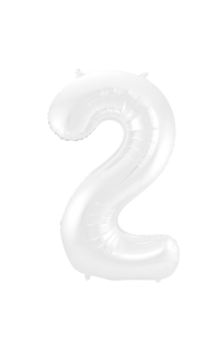 Foil Balloon Number 2 White Metallic Matt - 86 cm