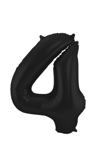 Foil Balloon Number 4 Black Metallic Matt - 86 cm