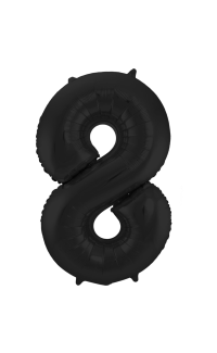 Foil Balloon Number 8 Black Metallic Matt - 86 cm