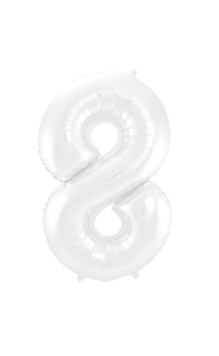 Foil Balloon Number 8 White Metallic Matt - 86 cm