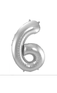 Foil Balloon Number 6 - Silver - 86 cm