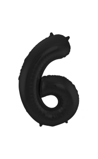 Foil Balloon Number 6 Black Metallic Matt - 86 cm
