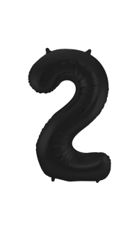 Foil Balloon Number 2 Black Metallic Matt - 86 cm