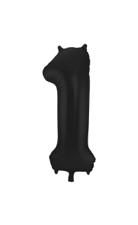 Foil Balloon Number 1 Black Metallic Matt - 86 cm