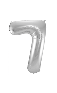 Foil Balloon Number 7 - Silver - 86 cm