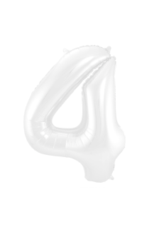 Foil Balloon Number 4 White Metallic Matt - 86 cm