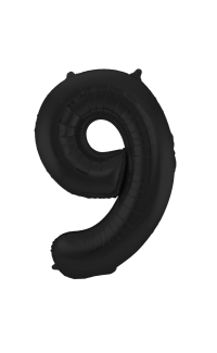 Foil Balloon Number 9 Black Metallic Matt - 86 cm