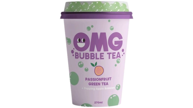 OMG green bubble tea Passion Fruit + Apple bubbles