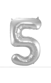 Foil Balloon Number 5 - Silver - 86 cm