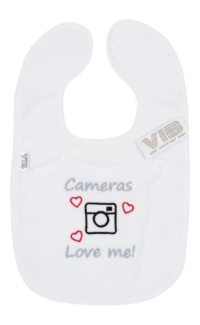 Slabber 'Cameras Love me!' (met camera en hartjes) Wit