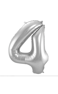 Foil Balloon Number 4 - Silver - 86 cm