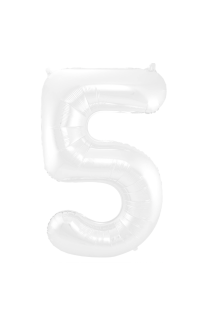 Foil Balloon Number 5 White Metallic Matt - 86 cm