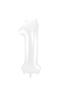 Foil Balloon Number 1 White Metallic Matt - 86 cm