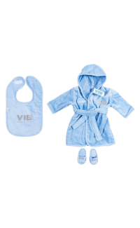 Giftset Blauw (Badjas 62-68/Slabber/Slippers)