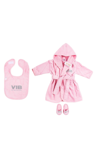 Giftset Roze (Badjas 62-68/Slabber/Slippers)
