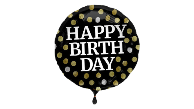 Folieballon Glossy Black 'Happy Birthday'