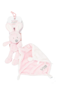 Pluche Konijn houdt doekje vast - Roze
