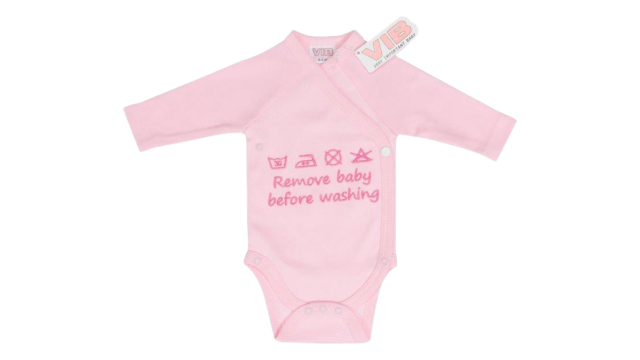 Overslag Romper 'Remove baby before washing'