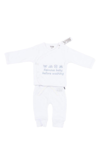 2-Delig Setje Broek+T-Shirt Wit 'Remove Baby Before Washing'