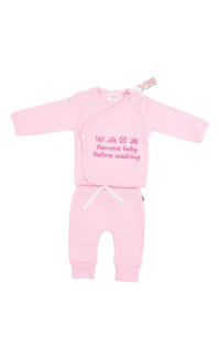 2-Delig Setje Broek+T-Shirt Roze 'Remove Baby Before Washing'