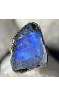 TOERMALIJN IN MAANSTEEN RING VAN STERLING ZILVER