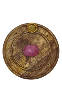 Rose Quartz Mango Wood Incense Holder