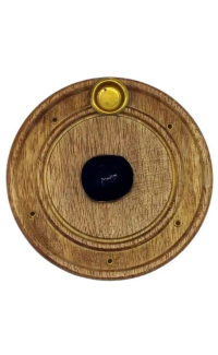 Black Tourmaline Mango Wood Incense Holder