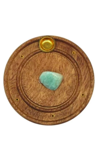 Aventurine Mango Wood Incense Holder