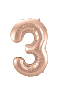 Foil Balloon Number 3 - Rose Gold - 86 cm