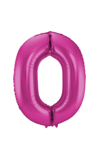 Foil Balloon Number 0 - Magenta - 86 cm