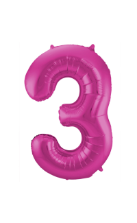 Foil Balloon Number 3 - Magenta - 86 cm