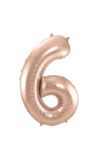 Foil Balloon Number 6 - Rose Gold - 86 cm