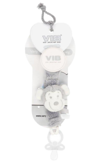 Grijze Pluche Speenkoord Met Apenhoofd