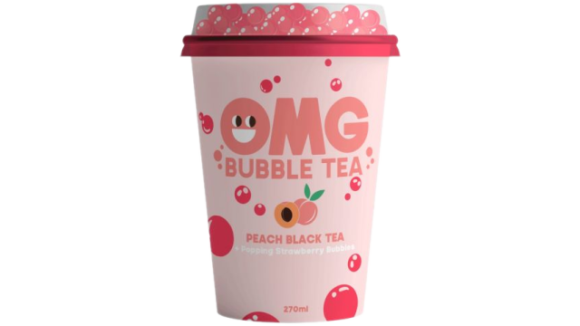 OMG bubble black tea Peach + popping strawberry