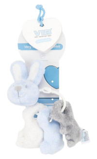 Pluche Sleutelbos Konijn met Muziek, Kraak en Piep - Blauw